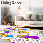 Jolly Yellow Lion Blue Purple Balloons Rug