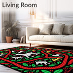 Whimsical White Dogs Green Boughs Rug