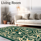 Emerald Green Art Nouveau Animal Medallion Rug