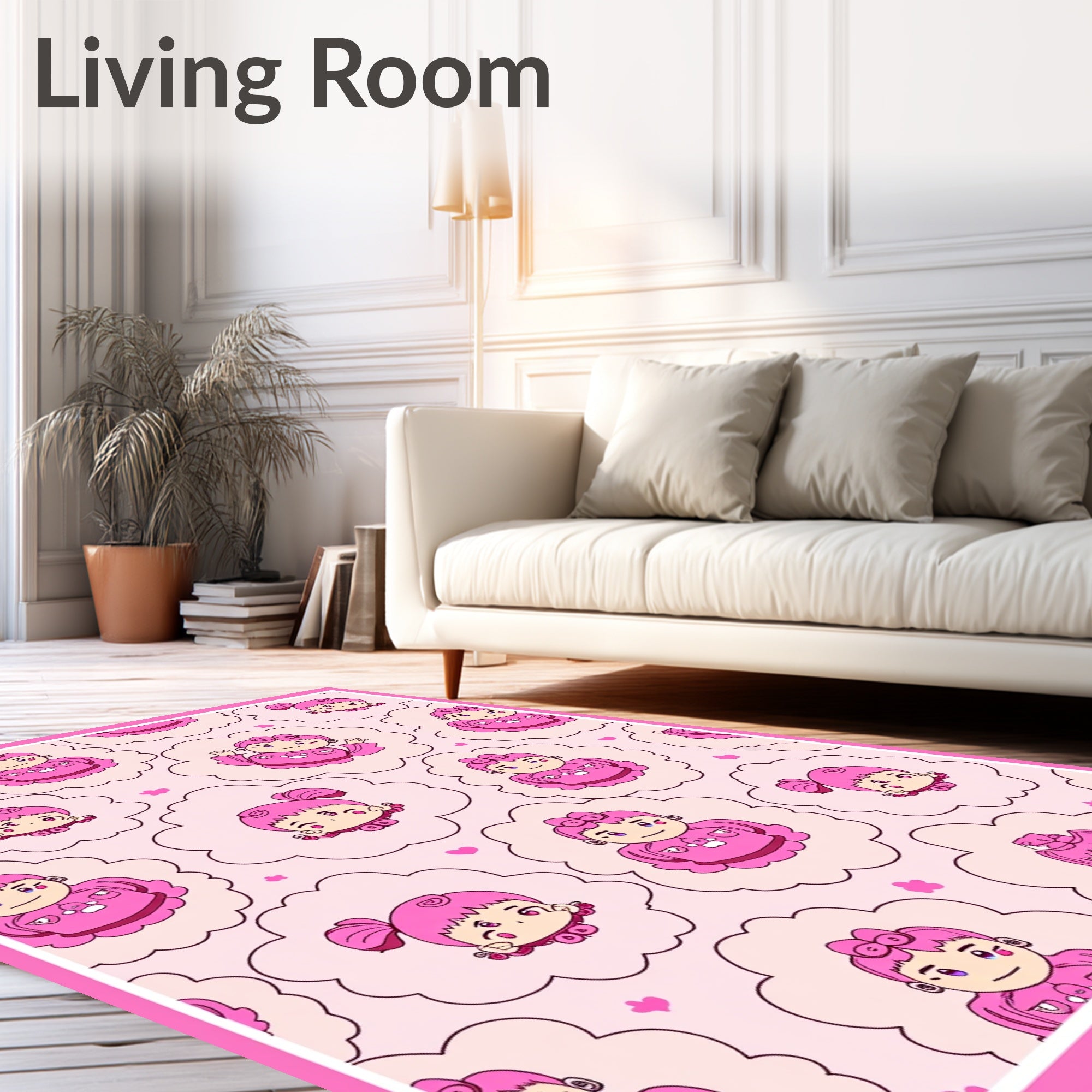 Pink Kawaii Girl Cloud Collage Rug