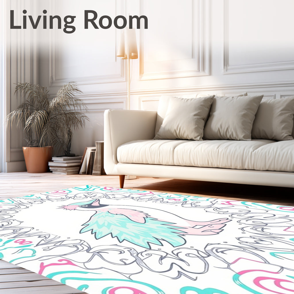 Pastel Penguin Mandala Frame Rug