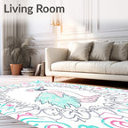 Pastel Penguin Mandala Frame Rug
