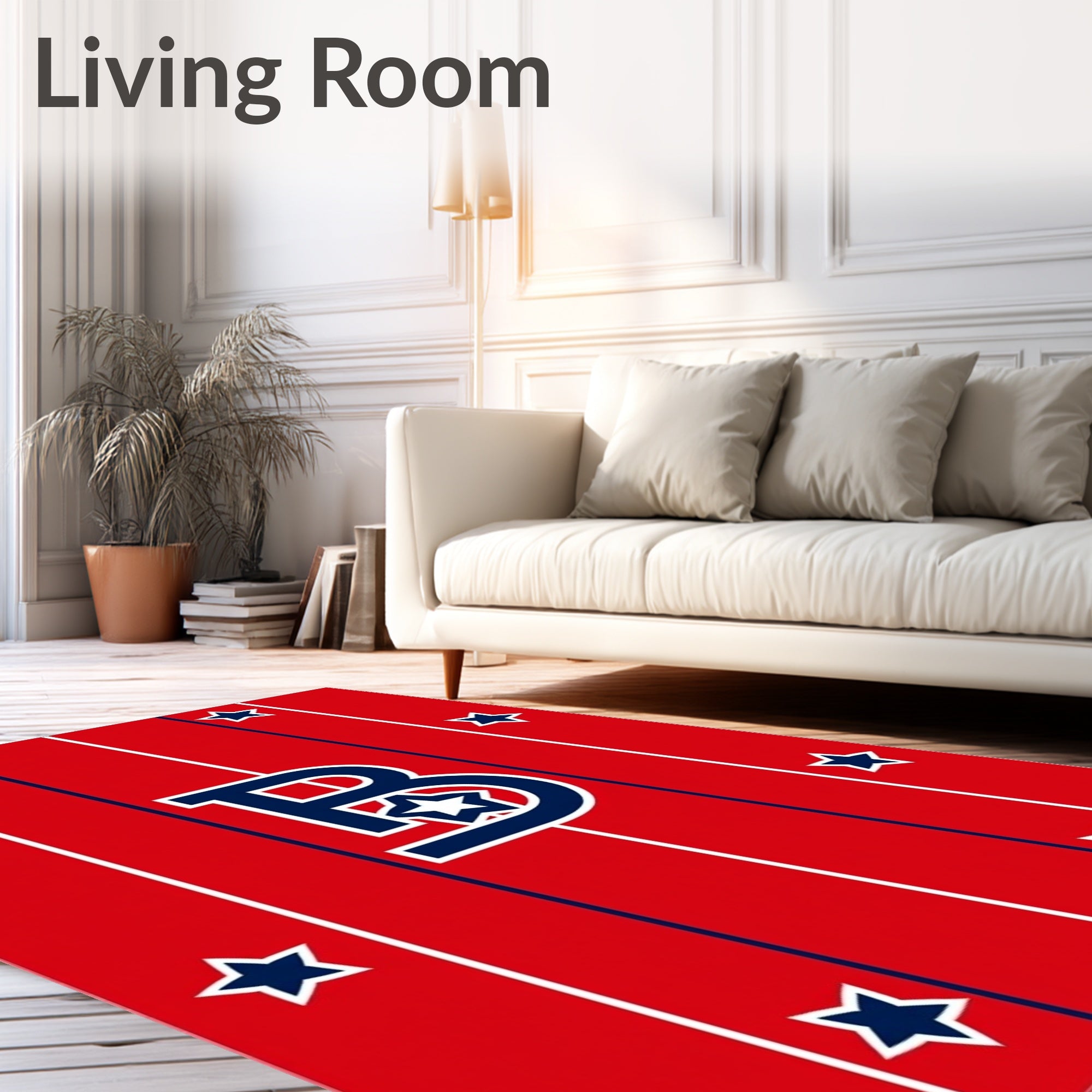 Bold Blue Star Striped Letter B Rug