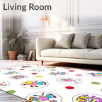 Whimsical Cartoon Characters Dotty Circles Rug