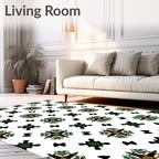 Ornate Black Green Brown Medallion Rug