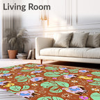 Whimsical Earthy Floral Critter Garden Rug