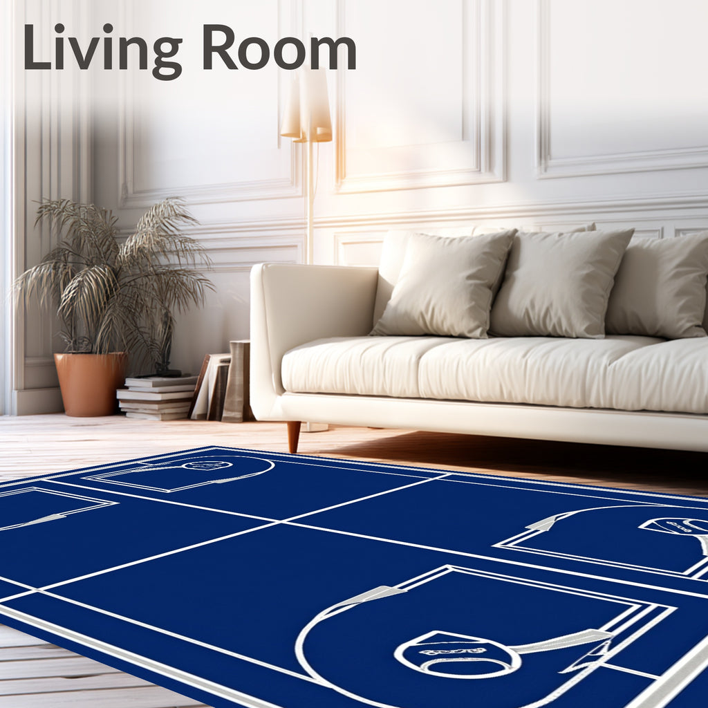 Dark Blue Blueprint Baseball Diamond Rug