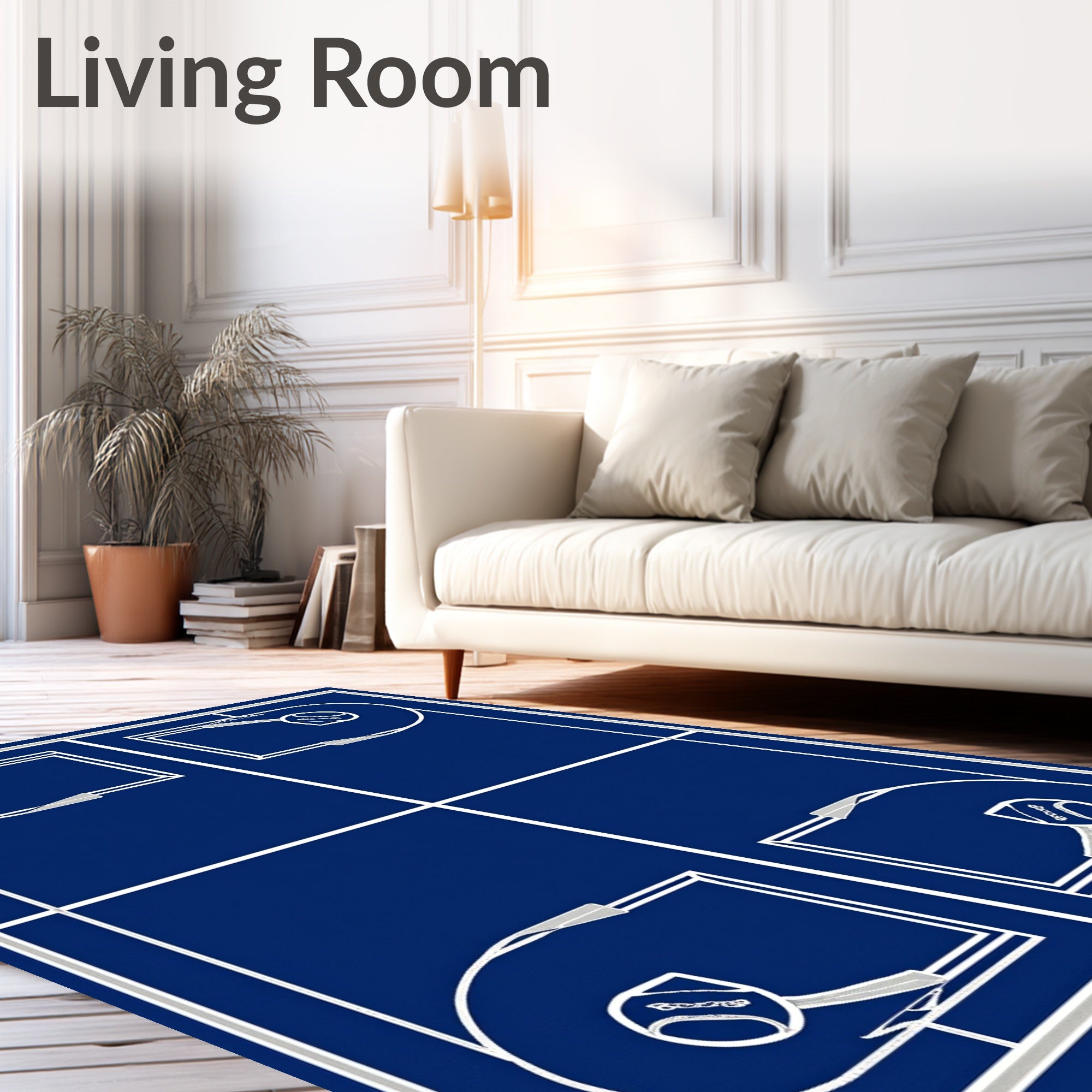 Dark Blue Blueprint Baseball Diamond Rug