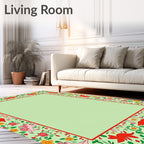 Red Creature Floral Border Rug