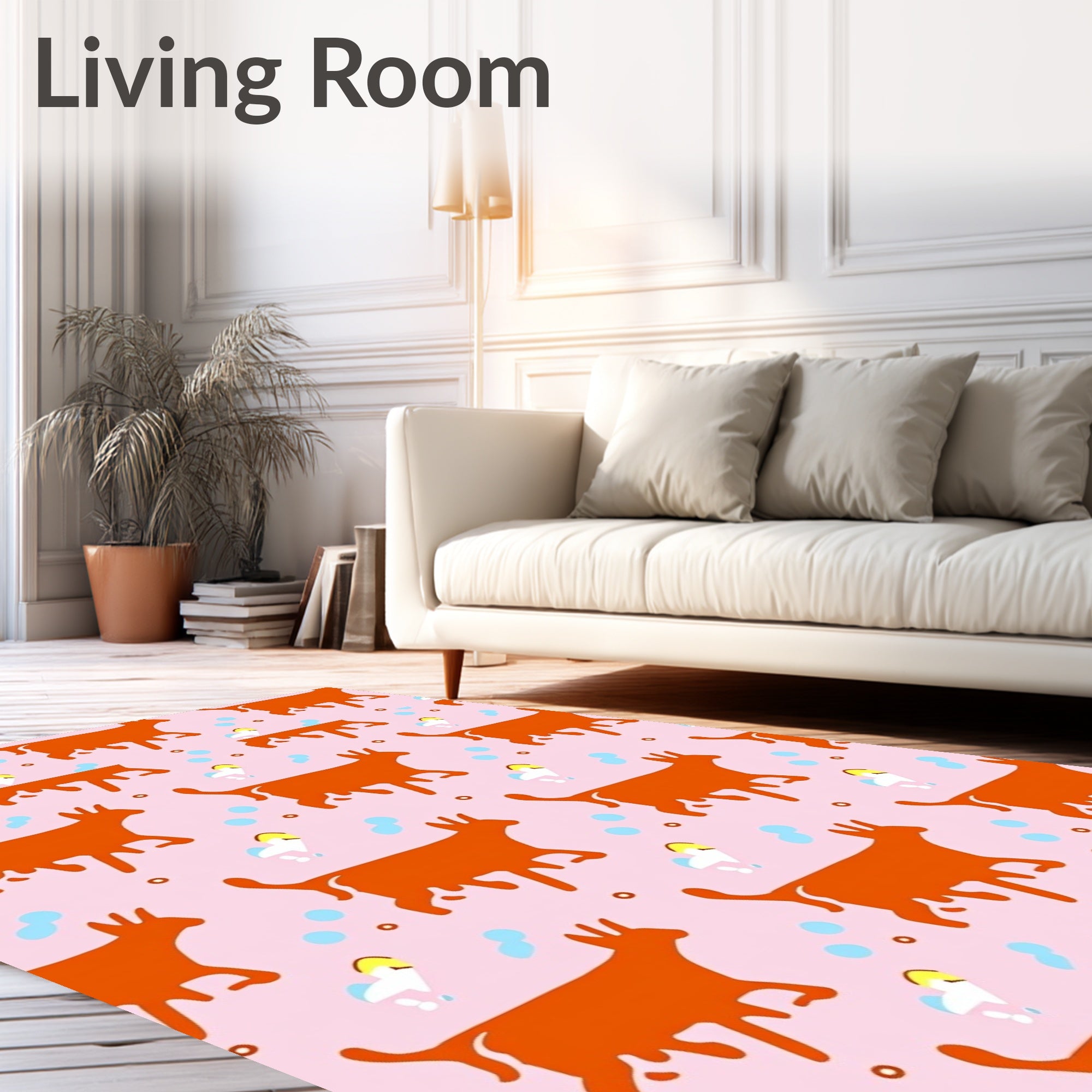 Orange Goat Pink Bubble Whimsical Repeat Rug