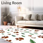 Woodland Paw Print And Leaf Whimsy Rug