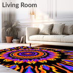 Vibrant Circular Abstract Flame Rug