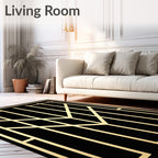 Golden Vertical Art Deco Lines Rug