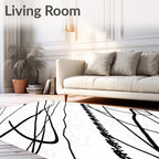 Minimalist Black White Scribble Lines Rug