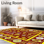 Crimson and Yellow Folk Art Medley Rug