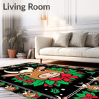 Cow Christmas Wreath Red Bow Holly Rug