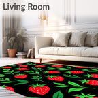 Red Strawberry and Green Leaves Rug