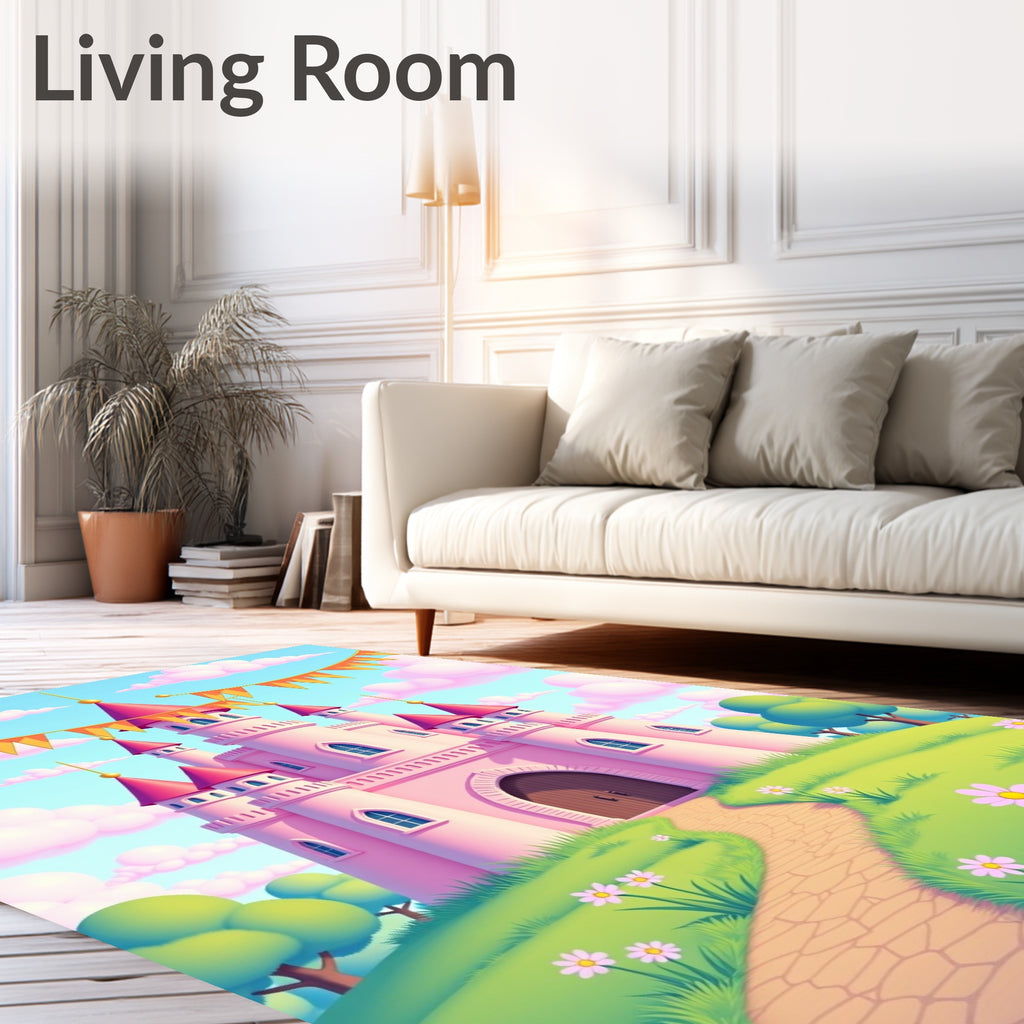 Whimsical Pink Castle Garden Path Rug