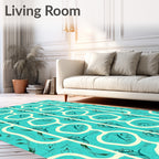 Teal And Cream Floral Art Nouveau Rug