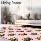Pink Gold Laurel Leaf Emblem Rug