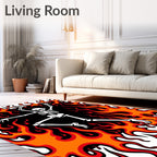 Dancing Skeleton Fiery Flames Rug