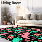 Pink Flamingo Tropical Garden Rug