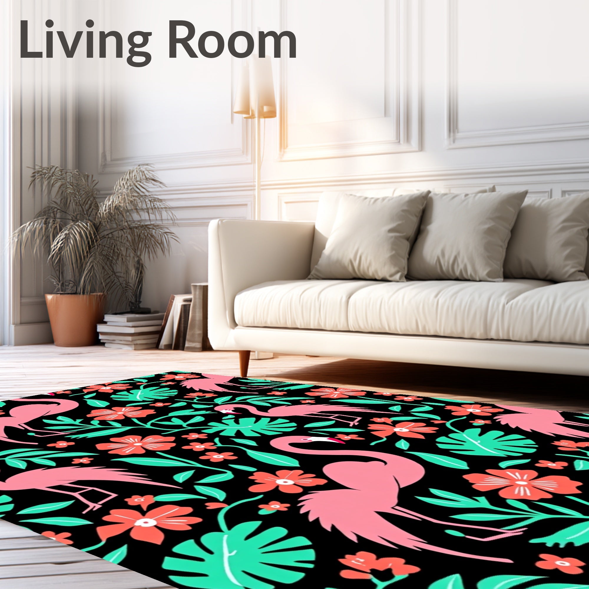 Pink Flamingo Tropical Garden Rug