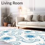 Azure Blossom Cloud Swirls Rug