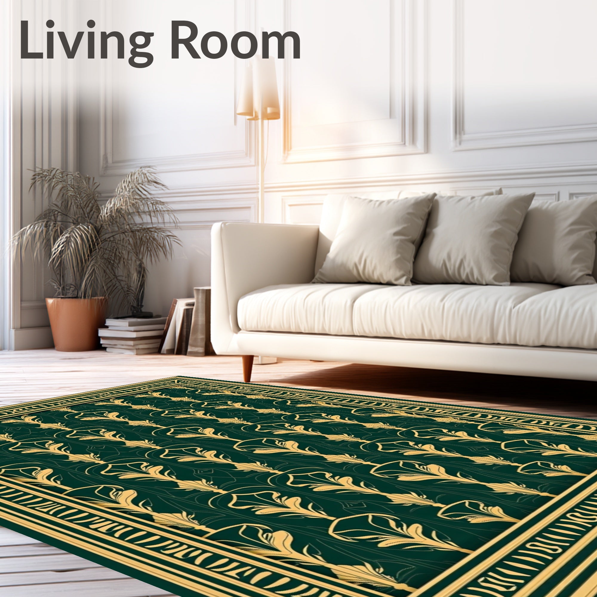 Golden Teal Art Nouveau Laurel Rug