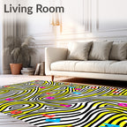 Bold Yellow White Alphabet Swirl Rug
