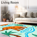 Orange Elephant With Palm Trees Rug