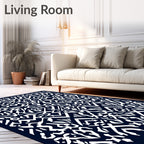 Navy White Tribal Intricate Geometric Rug