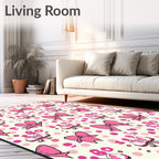 Pink Bow Polka Dots Whimsical Field Rug