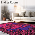 Vibrant Pink Castle Landscape Border Rug