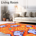 Orange Elephant Swirl Star Play Rug