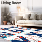Nautical Ships Lighthouses Bold Blue Red Rug