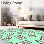 Mint Green Cartoon Money Bills Rug