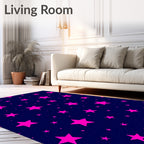 Deep Blue Hot Pink Starry Night Rug