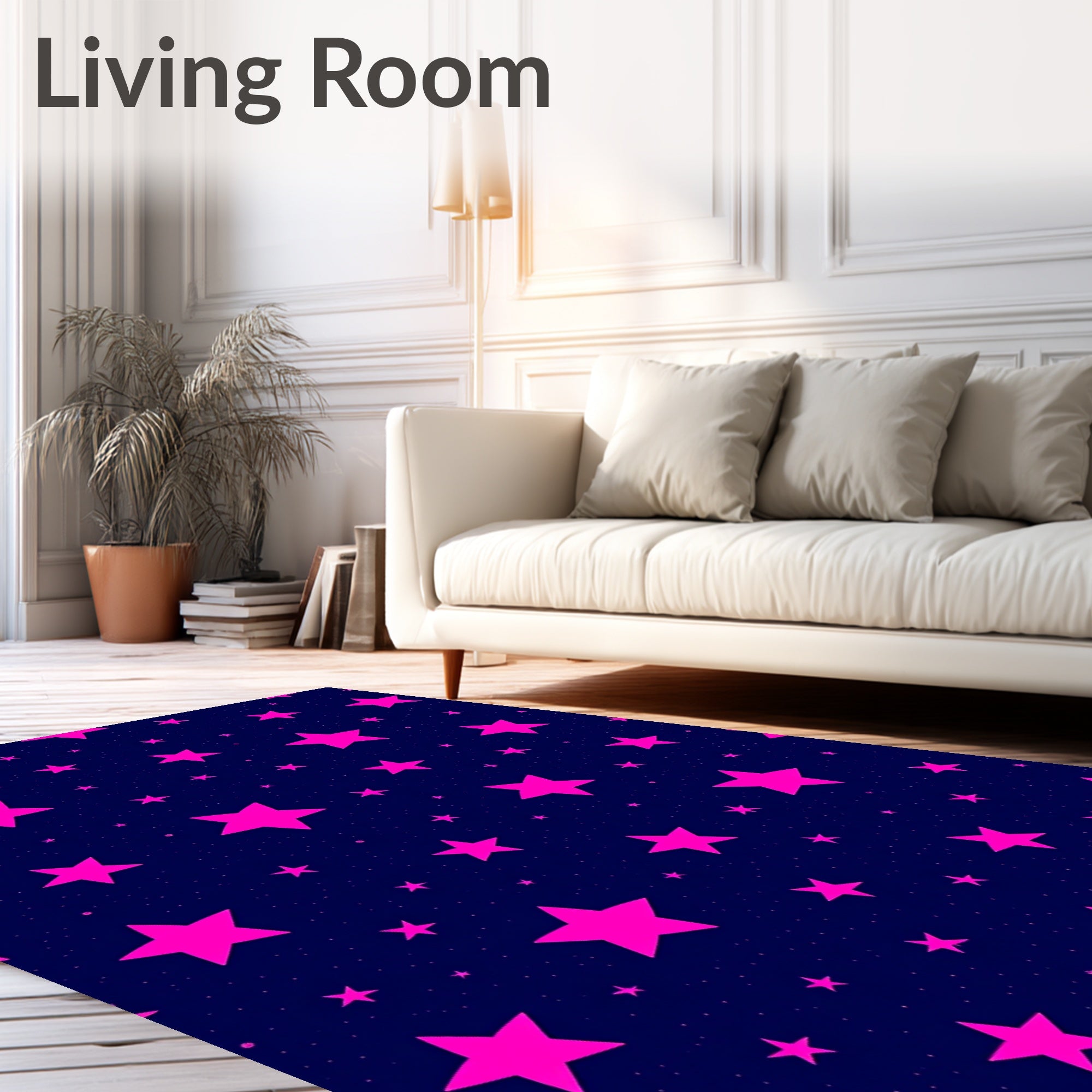 Deep Blue Hot Pink Starry Night Rug