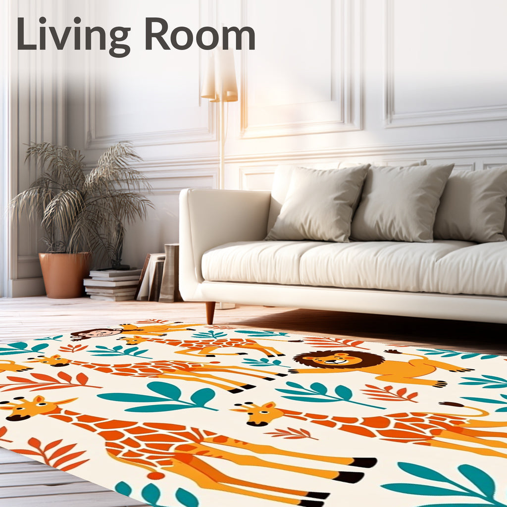 Whimsical Jungle Safari Animals Garden Rug