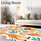 Whimsical Jungle Safari Animals Garden Rug
