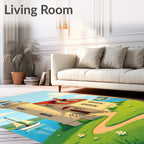 Coastal Lighthouse Sailboat Scenic View Rug