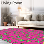 Vibrant Pink Futuristic Abstract Forms Rug