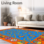 Bright Orange Blue Tiger Maze Rug