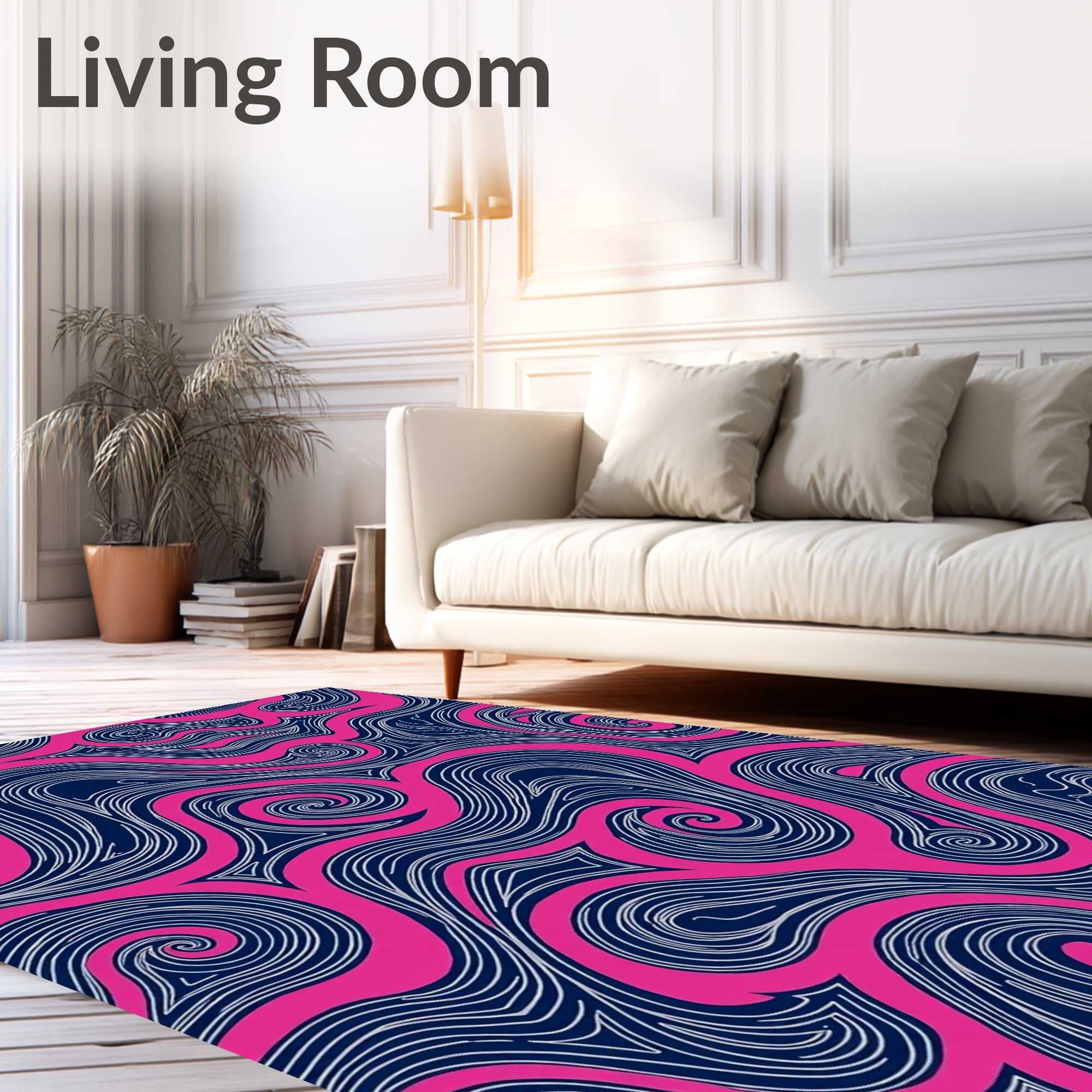 Vibrant Pink Swirl Organic Flow Rug