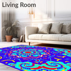 Vibrant Blue Red Turquoise Mandala Rug