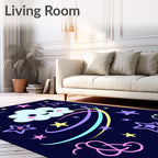 Whimsical Cloud And Stars Swirl Rug