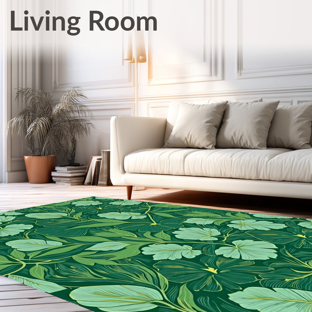 Lush Emerald Green Leafy Vines Rug