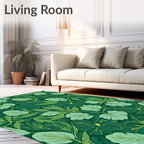 Lush Emerald Green Leafy Vines Rug