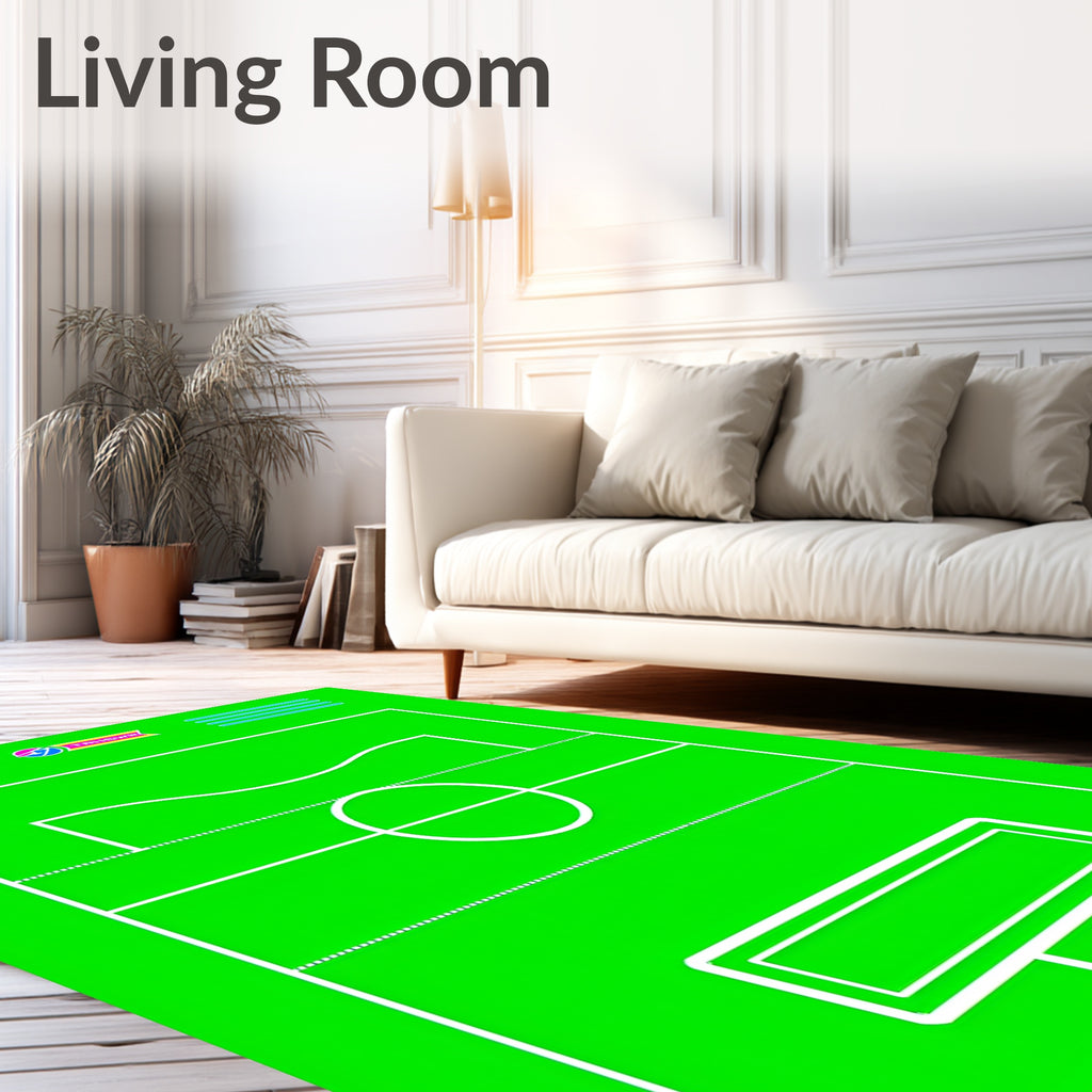 Bright Green Soccer Field Graphic Rug